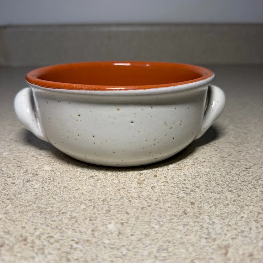 De Silva Italy Terracotta Soup Bowls Set of 2 Green White Ceramic Crocks Handles